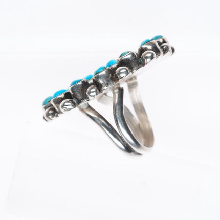 sz8 large vintage Zuni sterling silver snake eye turquoise cluster ring