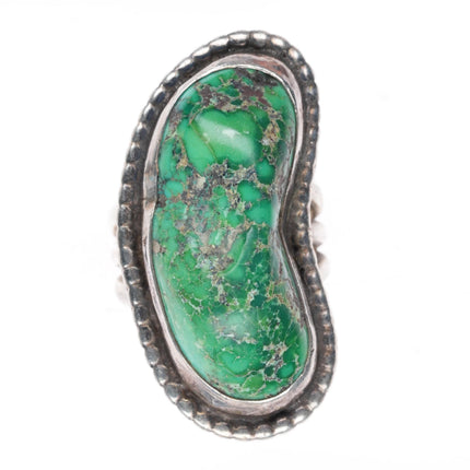 sz8 big vintage Native American sterling silver green turquoise/variscite ring