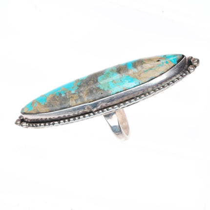 sz7.25 long vintage BAS Navajo sterling silver turquoise ring