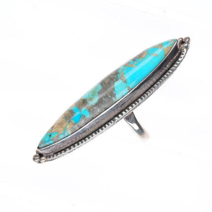 sz7.25 long vintage BAS Navajo sterling silver turquoise ring