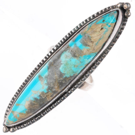 sz7.25 long vintage BAS Navajo sterling silver turquoise ring