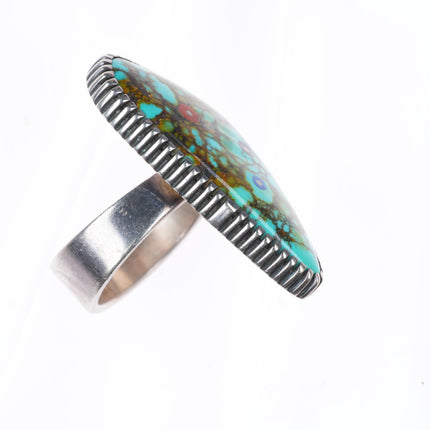 sz7.5 Boyd Tsosie Navajo sterling silver sugilite/coral/lapis - turquoise ring