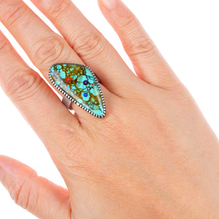sz7.5 Boyd Tsosie Navajo sterling silver sugilite/coral/lapis - turquoise ring