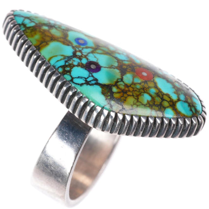 sz7.5 Boyd Tsosie Navajo sterling silver sugilite/coral/lapis - turquoise ring