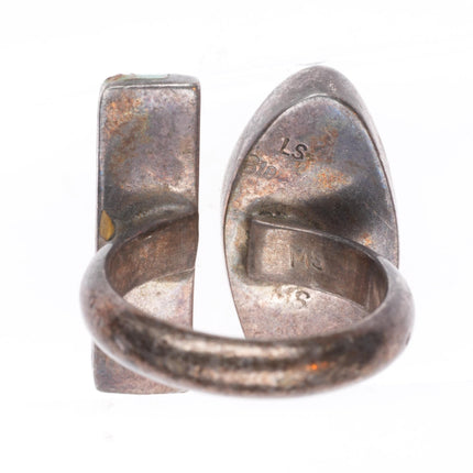 sz7 vintage southwestern modernist sterling silver turquoise adjustable ring