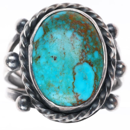 sz9 1930's-40's Vintage Pilot Mountain turquoise sterling silver Navajo ring
