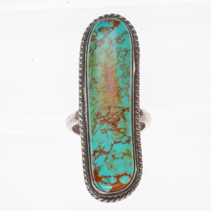 sz6 vintage Navajo sterling silver Ceremonial Kingman turquoise long ring