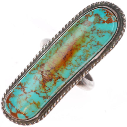 sz6 vintage Navajo sterling silver Ceremonial Kingman turquoise long ring