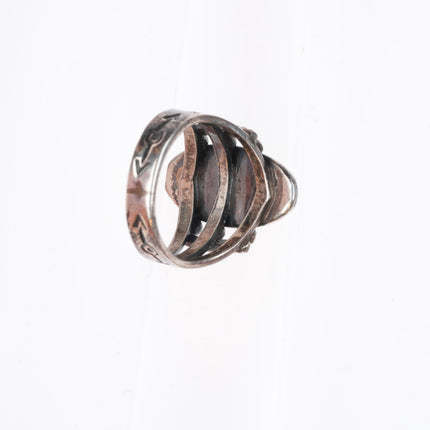 sz4 1940's Vintage Navajo Fred Harvey Style sterling silver turquoise ring