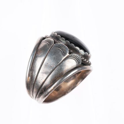 sz9 Kenneth Jones  Navajo sterling silver vintage onyx size 9 ring