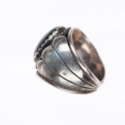 sz9 Kenneth Jones  Navajo sterling silver vintage onyx size 9 ring