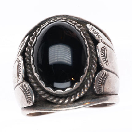 sz9 Kenneth Jones  Navajo sterling silver vintage onyx size 9 ring