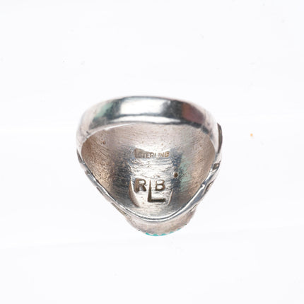 sz10 vintage Robert and Bernice Leekya Zuni sterling silver turquoise men's ring