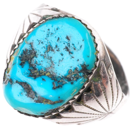 sz10 vintage Robert and Bernice Leekya Zuni sterling silver turquoise men's ring