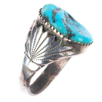 sz10 vintage Robert and Bernice Leekya Zuni sterling silver turquoise men's ring