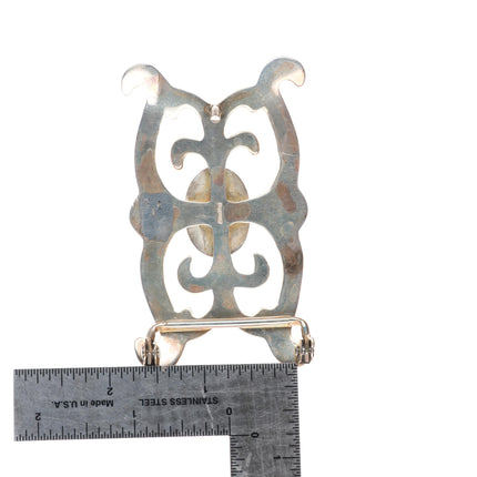 Vintage Navajo spiderweb turquoise cast sterling silver buckle for 1.5" belt