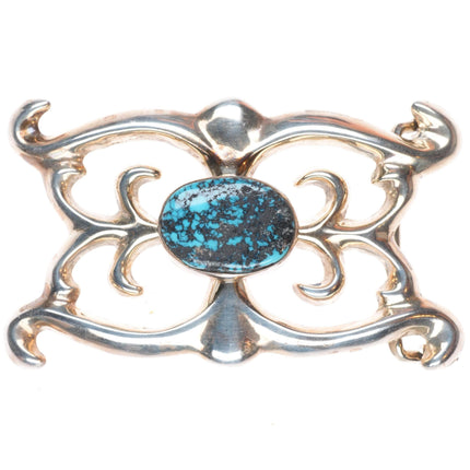 Vintage Navajo spiderweb turquoise cast sterling silver buckle for 1.5" belt