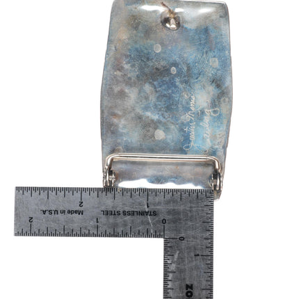 Vintage Justin Morris Navajo sterling silver w/ turquoise buckle for 1.5" belt