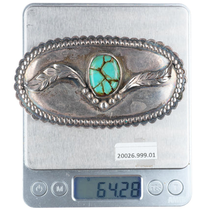c1950's vintage Navajo sterling silver turquoise buckle for 1.5" belt