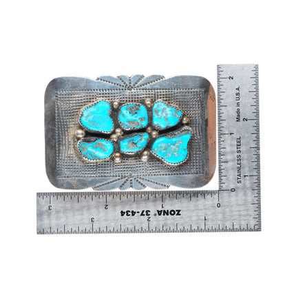 Vintage Eugene Yvonne Mahooty Zuni sterling silver turquoise buckle - 1.5" belt