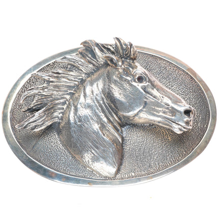 Heavy Stan Bentall sterling silver sculptural horse bust buckle for 1.5" belt