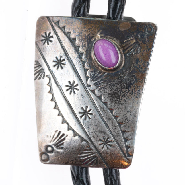 Vintage Navajo sterling silver purple charoite bolo tie