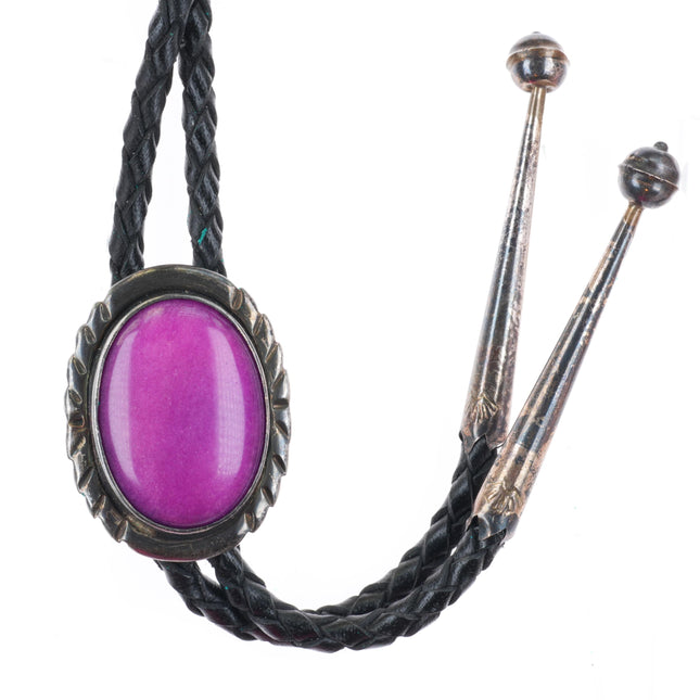 Vintage Navajo sterling silver purple jasper stone bolo tie