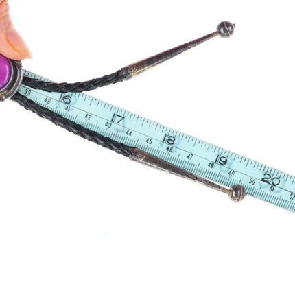 Vintage Navajo sterling silver purple jasper stone bolo tie