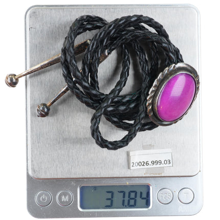 Vintage Navajo sterling silver purple jasper stone bolo tie