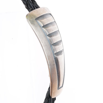 James Faks Blackfoot Native American modernist sterling silver chiseled bolo tie