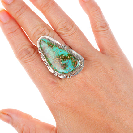 sz10.5 John Nelson Navajo boulder Royston turquoise sterling silver ring