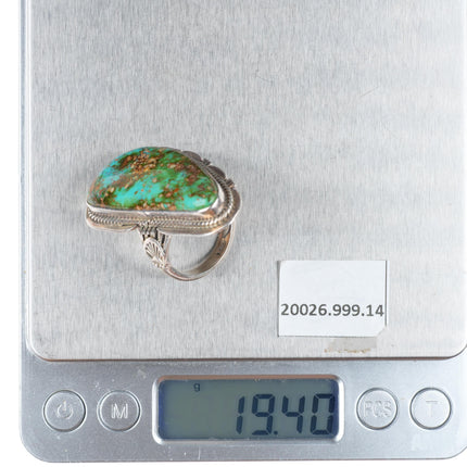sz10.5 John Nelson Navajo boulder Royston turquoise sterling silver ring