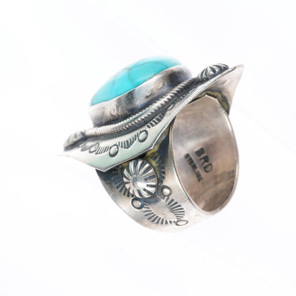 sz8 Raymond Beard Navajo sterling silver high grade turquoise large ring