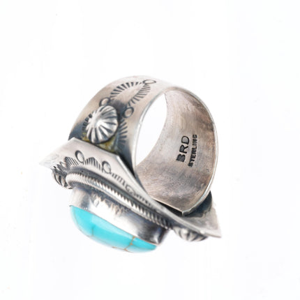 sz8 Raymond Beard Navajo sterling silver high grade turquoise large ring
