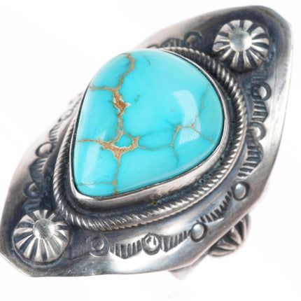 sz8 Raymond Beard Navajo sterling silver high grade turquoise large ring