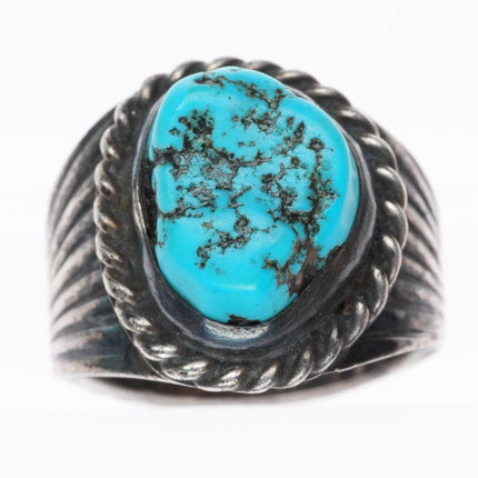 sz9.75 Vintage WB Navajo sterling silver turquoise men's ring size 9.75