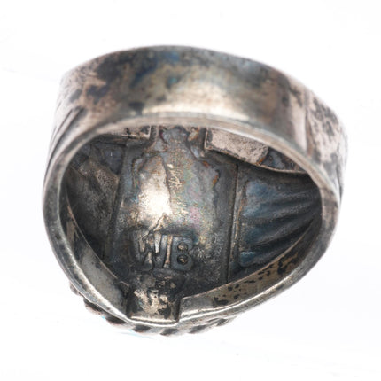 sz9.75 Vintage WB Navajo sterling silver turquoise men's ring size 9.75