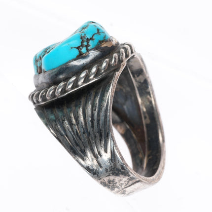sz9.75 Vintage WB Navajo sterling silver turquoise men's ring size 9.75