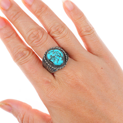 sz9.75 Vintage WB Navajo sterling silver turquoise men's ring size 9.75