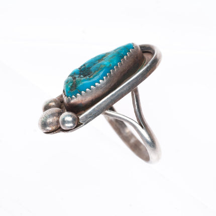 sz9.5 vintage Navajo sterling silver turquoise foot form ring