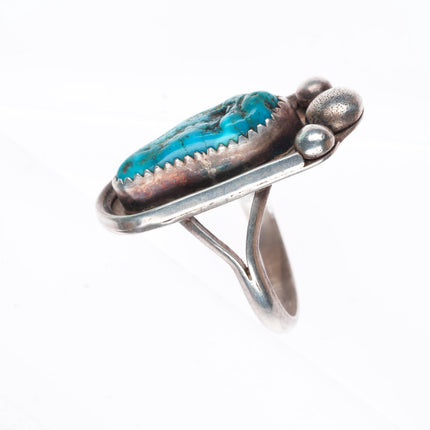 sz9.5 vintage Navajo sterling silver turquoise foot form ring