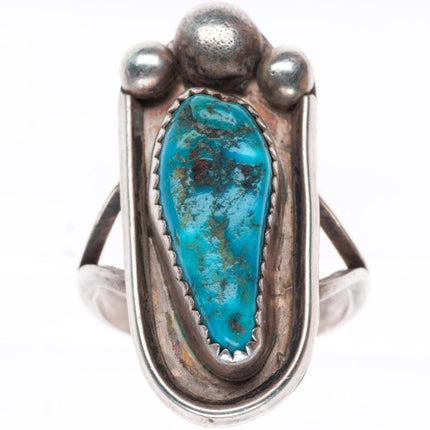 sz9.5 vintage Navajo sterling silver turquoise foot form ring