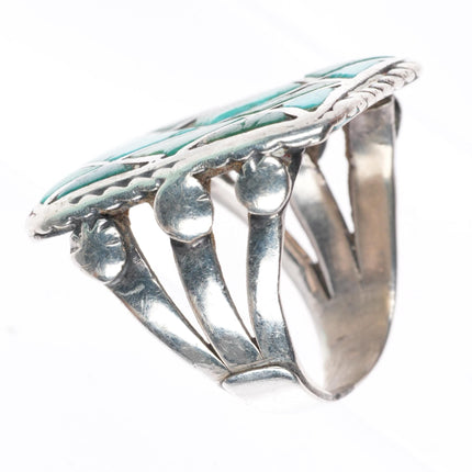 sz6.75 c1930's vintage Zuni Ingot silver turquoise inlay ring