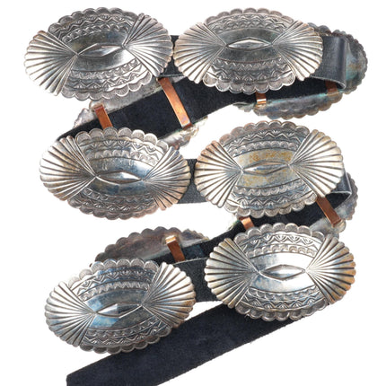 37" Harry Martinez Navajo sterling silver deep stamped concho  belt