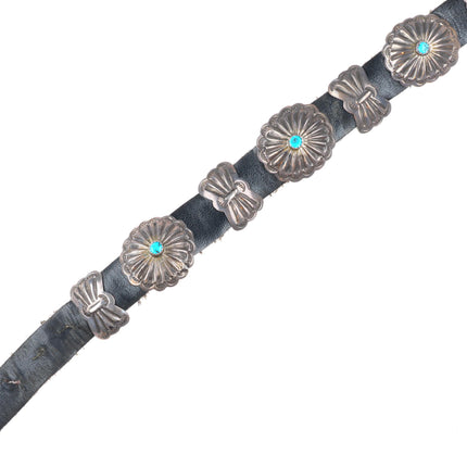 32" vintage Navajo sterling silver butterfly concho belt with turquoise