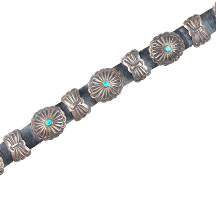 32" vintage Navajo sterling silver butterfly concho belt with turquoise
