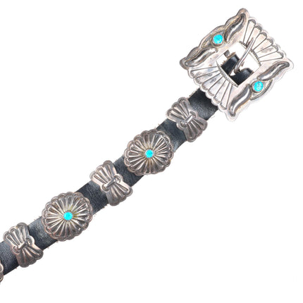 32" vintage Navajo sterling silver butterfly concho belt with turquoise