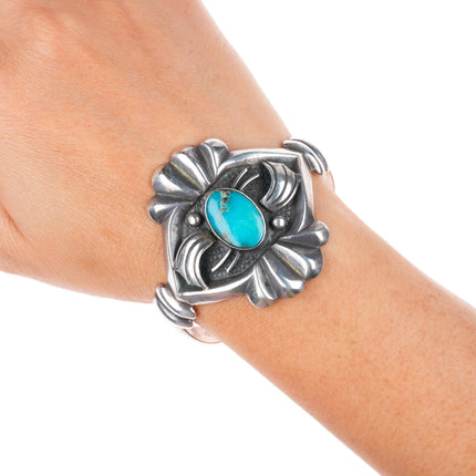 6.25" c1950's Roy Vandever Navajo turquoise sterling silver cuff bracelet