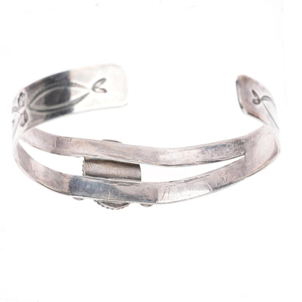 7" 1940's Navajo stamped sterling silver green turquoise cuff bracelet