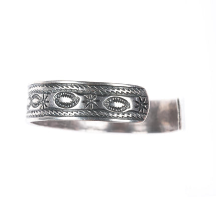 6.25" c1920 Antique Navajo ingot silver deep stamped cuff bracelet